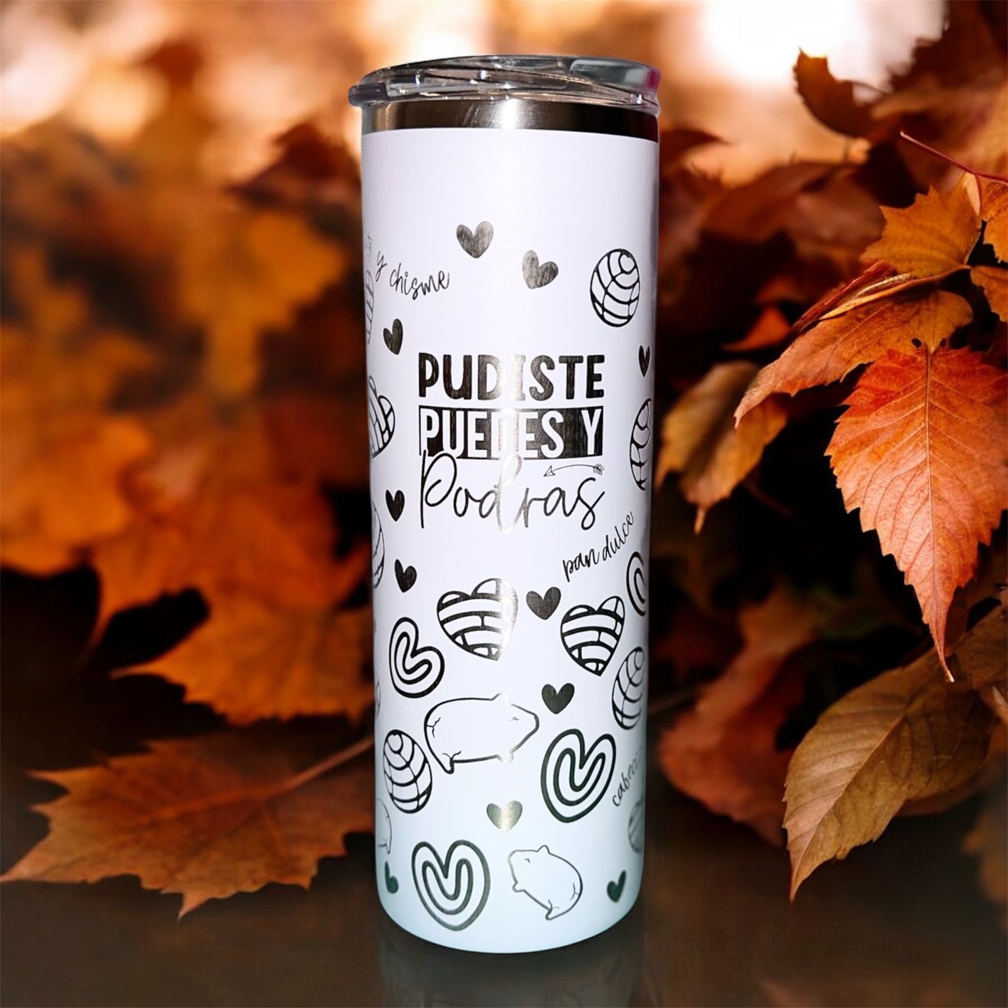 Cafesito y Chisme Laser Engraved Tumbler - Full Wrap