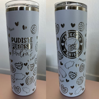 Cafesito y Chisme Laser Engraved Tumbler - Full Wrap
