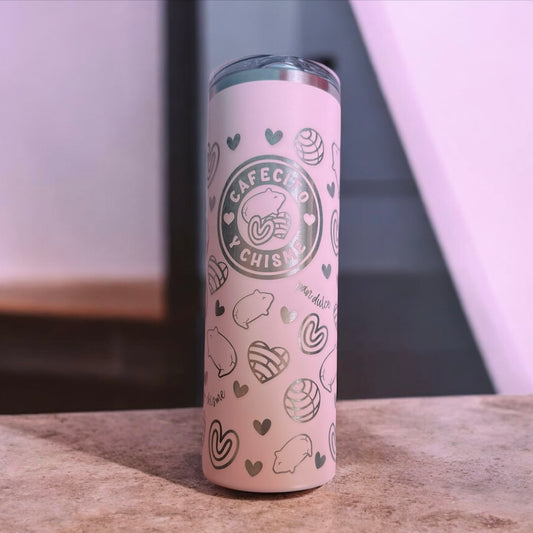 Cafesito y Chisme Laser Engraved Tumbler - Full Wrap
