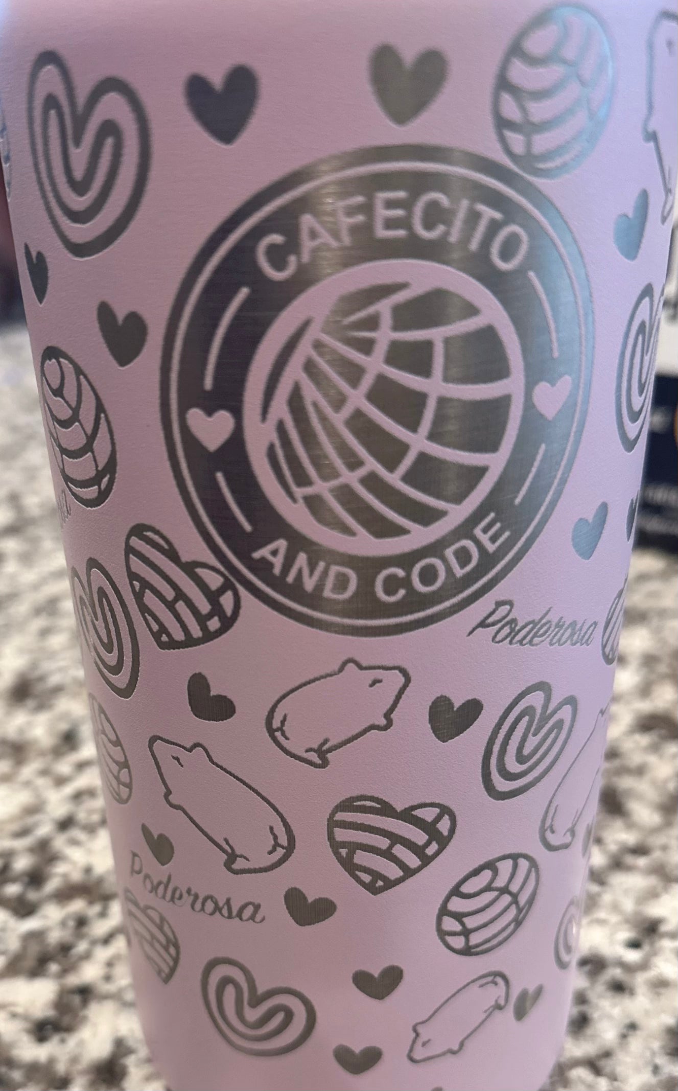 Cafecito y Chisme Laser Engraved Tumbler - Full Wrap