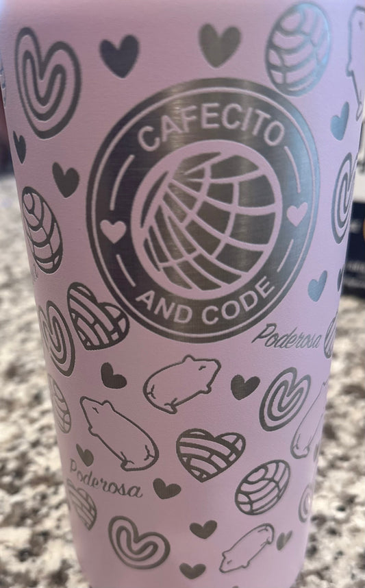Cafecito and Code Laser Engraved Tumbler - Full Wrap