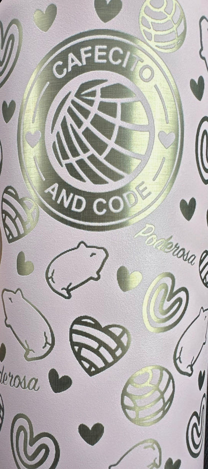 Cafecito and Code Laser Engraved Tumbler