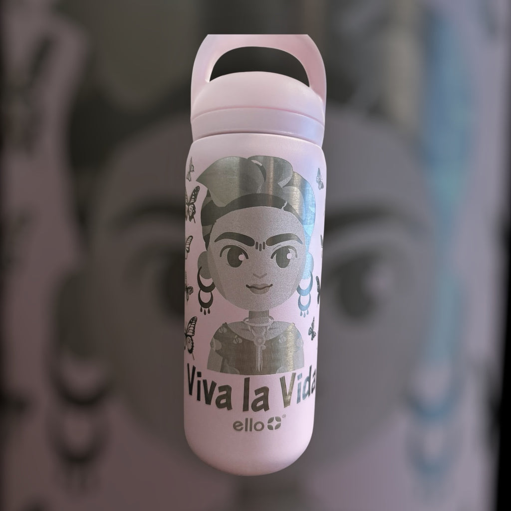 Frida Kahlo Butterflies - Viva la Vida - Laser Engraved Water Tumbler