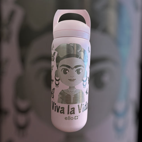 Frida Kahlo Butterflies - Viva la Vida - Laser Engraved Water Tumbler