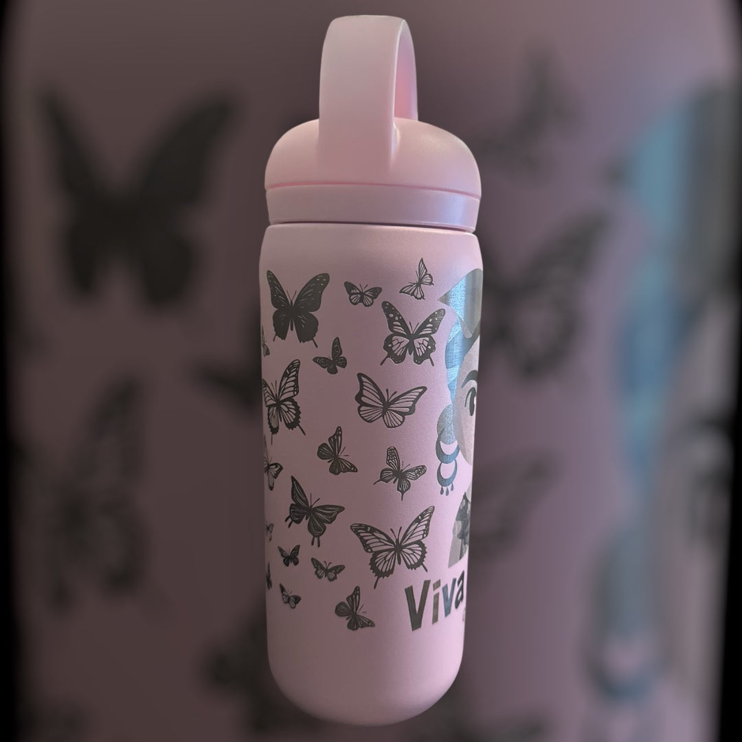 Frida Kahlo Butterflies - Viva la Vida - Laser Engraved Water Tumbler
