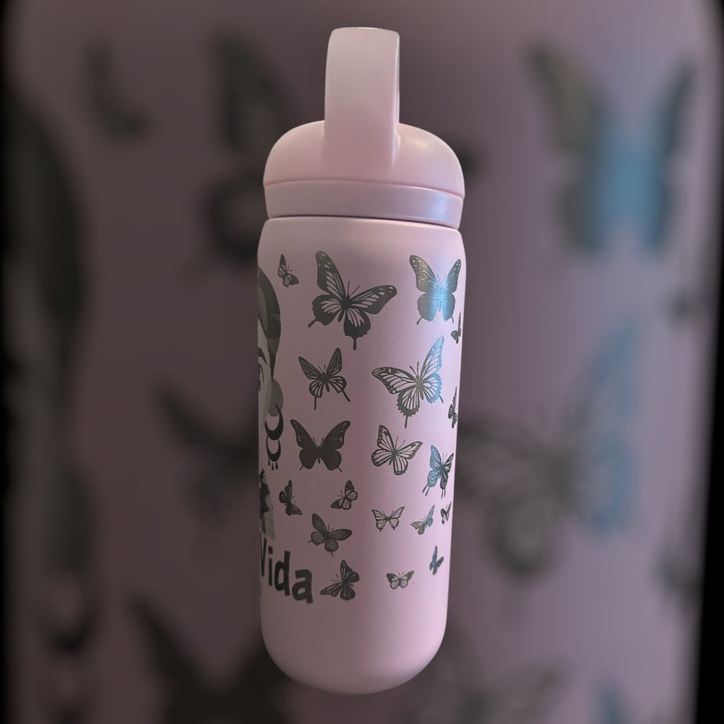 Frida Kahlo Butterflies - Viva la Vida - Laser Engraved Water Tumbler