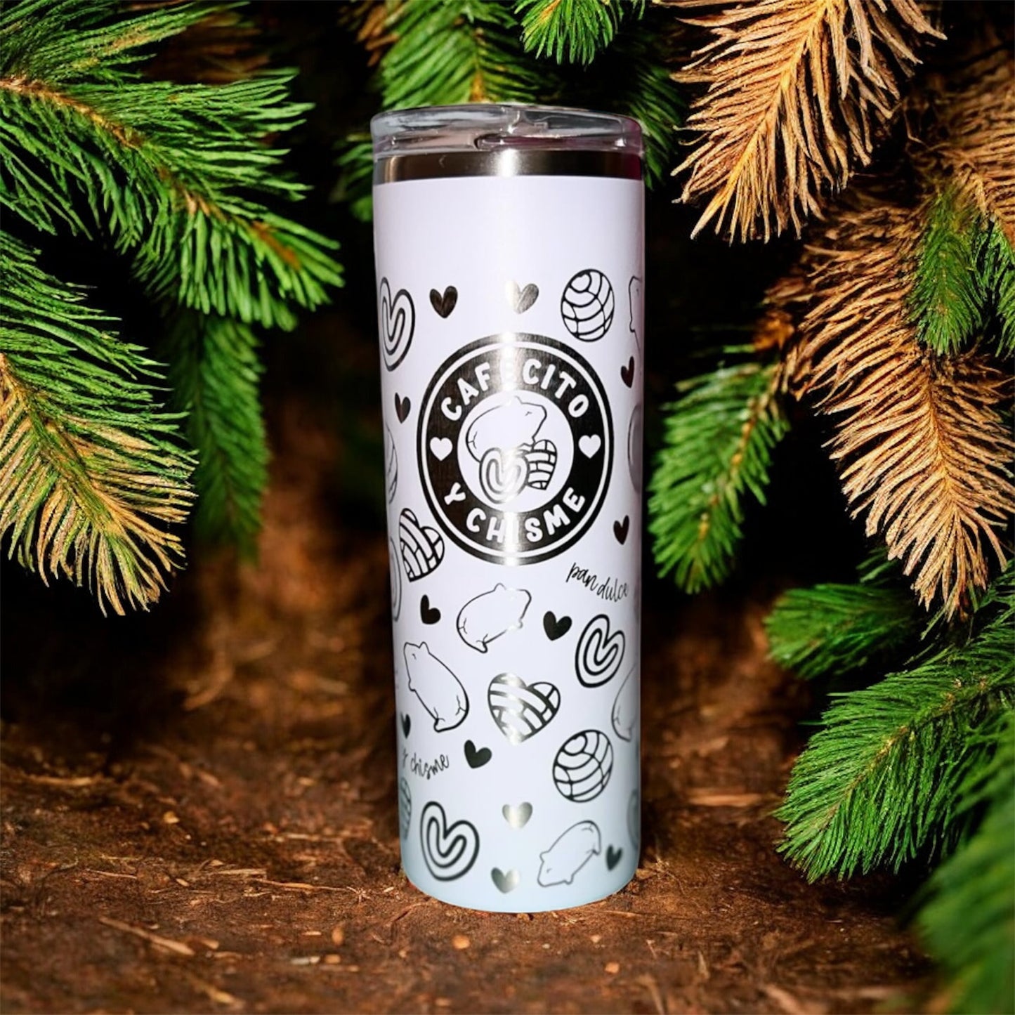 Cafecito y Chisme Laser Engraved Tumbler - Full Wrap