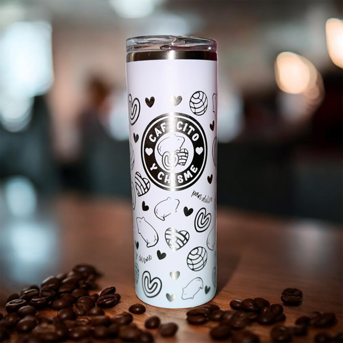 Cafecito y Chisme Laser Engraved Tumbler - Full Wrap